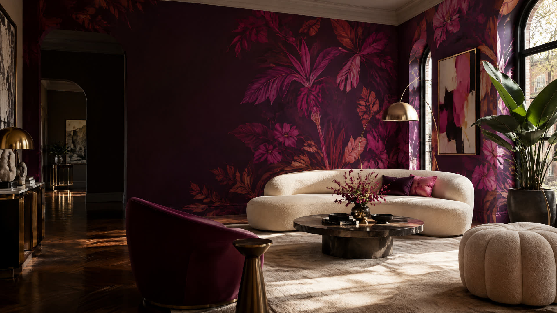 Professional interior featuring expertly installed wallpaper by Waltham Works